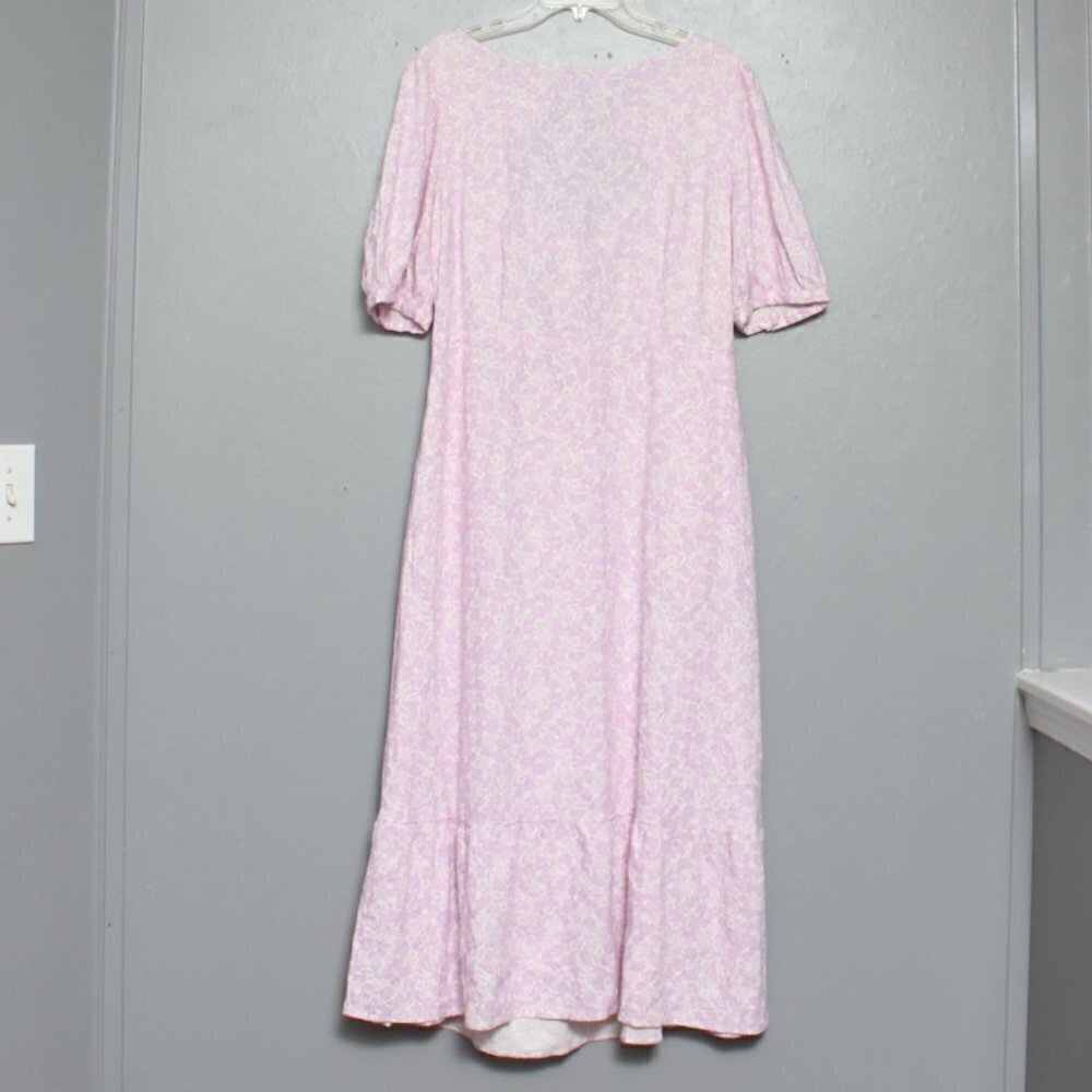 Who what wear purple white floral cottage core prairie cotton dress